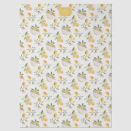 Personalized French Country Lemon Pattern Monogram Seidenpapier