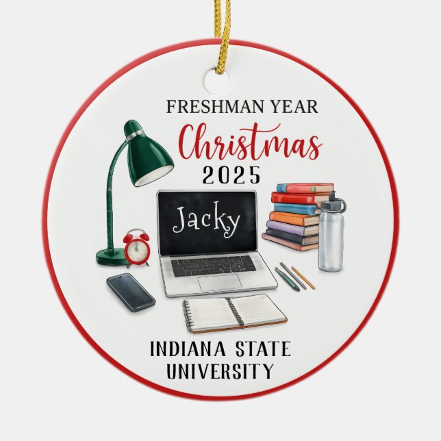 Personalized Freshman Year Christmas For College Keramik Ornament (Vorne)