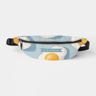 Personalized Fried Egg Pattern Fun Blue Funny Bauchtasche