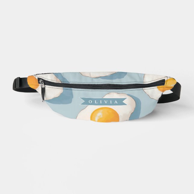 Personalized Fried Egg Pattern Fun Blue Funny  Bauchtasche (Vorderseite)
