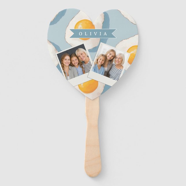 Personalized Fried Egg Pattern Fun Blue Funny Fächer (Vorderseite)