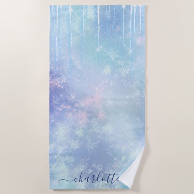Personalized Frozen Icicles Strandtuch (Vorderseite)