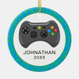 Personalized Fun Christmas Video Gamer Keramik Ornament