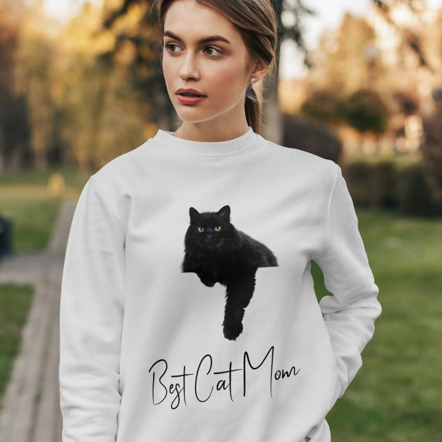 Personalized Funny Black Cat Quote Pet Mom Ash Sweatshirt (Von Creator hochgeladen)