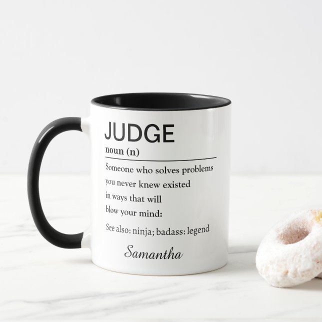 Personalized Funny Judge Definition Tasse (Mit Donut)