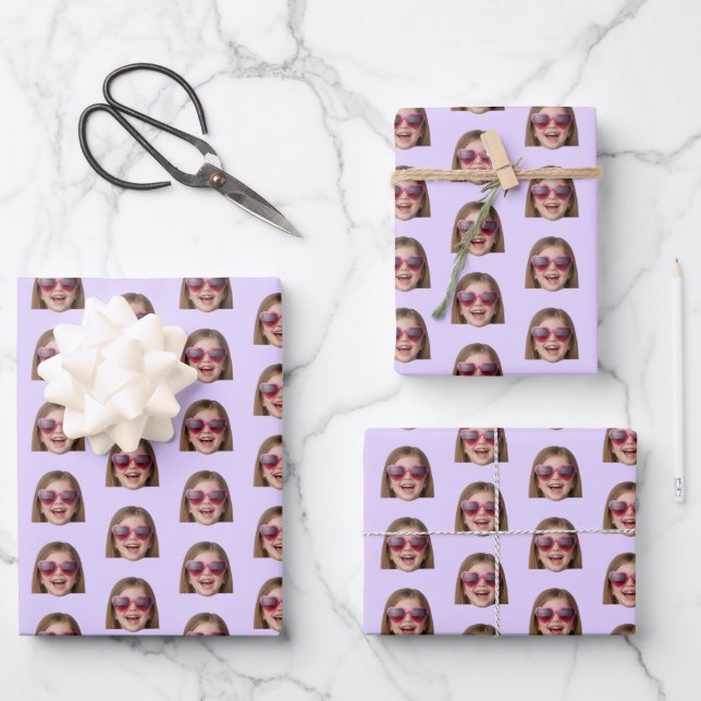 Personalized Funny Lavender Custom Face Photo Geschenkpapier Set (Vorderseite)