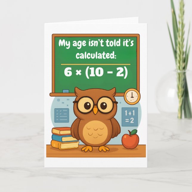 Personalized Funny Math Lover Humor Owl Birthday  Karte (Vorderseite)