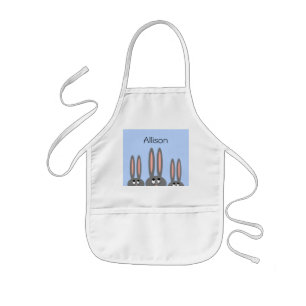 Personalized Funny Peeping Easter Bunnies Blue Kinderschürze