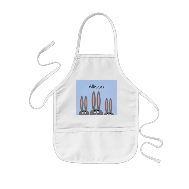 Personalized Funny Peeping Easter Bunnies Blue Kinderschürze (Vorne)