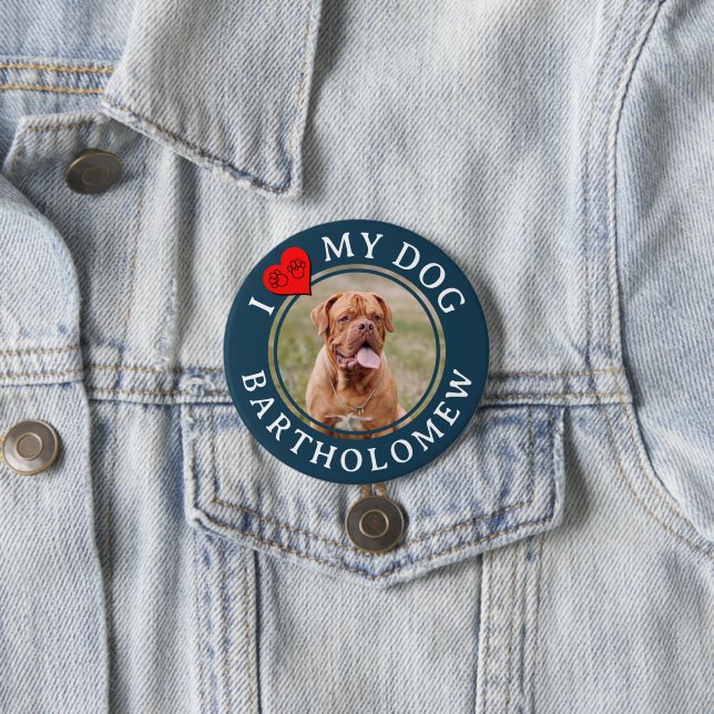 Personalized Furbaby Mastiff Photo I LOVE MY DOG  Button (Beispiel)