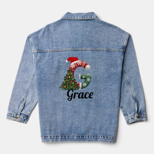 Personalized "G" Christmas Letter  Jeansjacke (Rückseite)