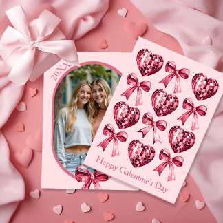 Personalized Galentine’s Day Photo Card -Pink  Feiertagskarte