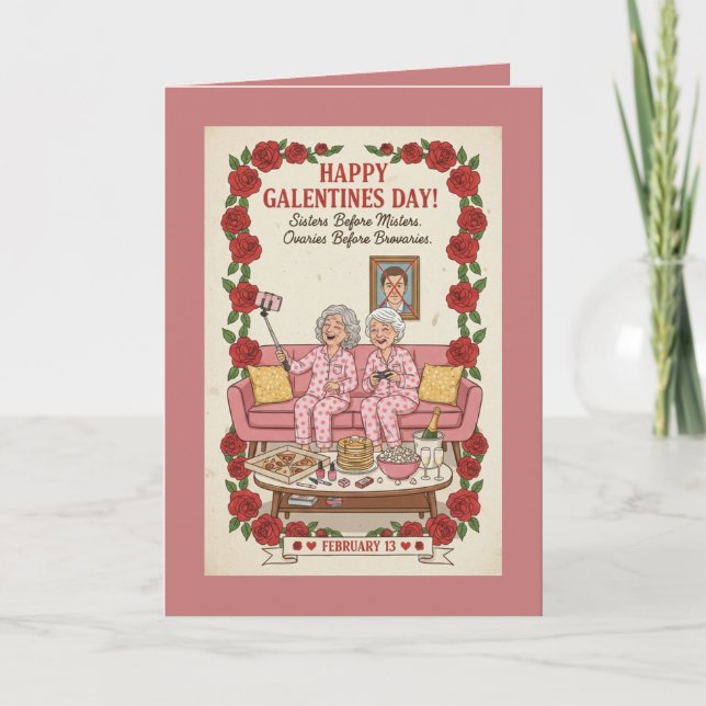Personalized Galentine's Day Card Karte (Vorderseite)