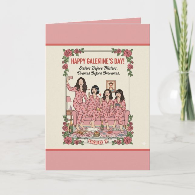 Personalized Galentine's Day Greeting Card Karte (Vorderseite)