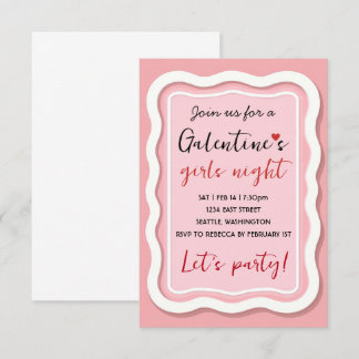 Personalized Galentines Pink Party Invitation RSVP Karte