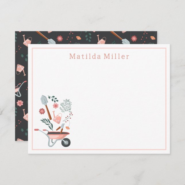 Personalized Garden Tools Note Card  Mitteilungskarte (Vorne/Hinten)