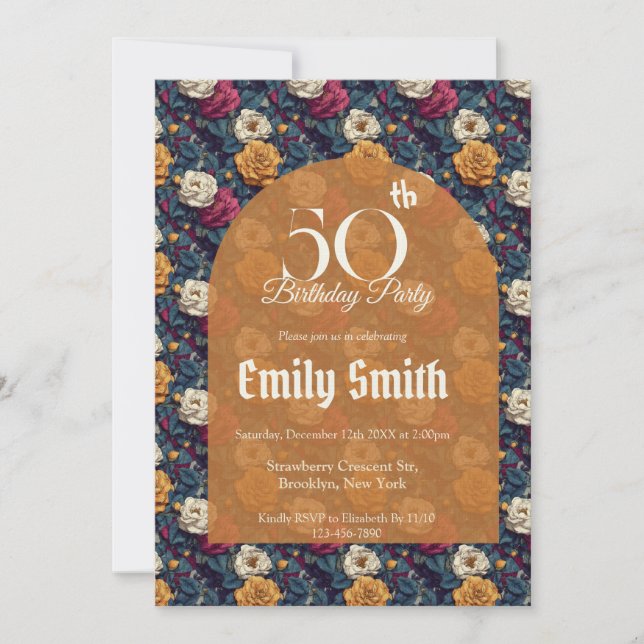 Personalized Gardenias Floral Birthday Present Einladung (Vorderseite)