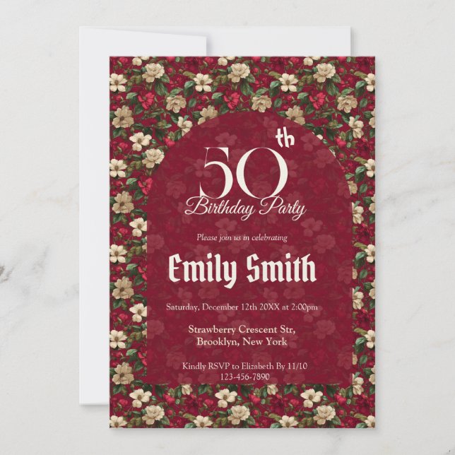 Personalized Gardenias Inspired Wife’S Birthday Einladung (Vorderseite)