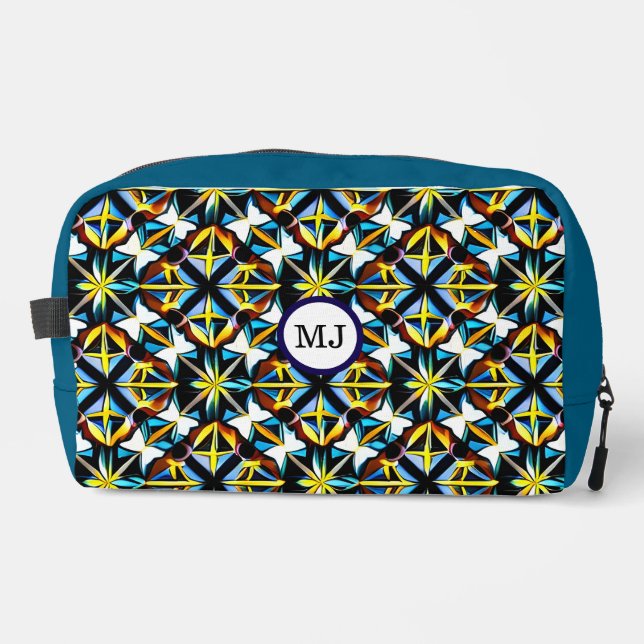 Personalized Geometric Blue Travel Bag Waschbeutel (Vorderseite)