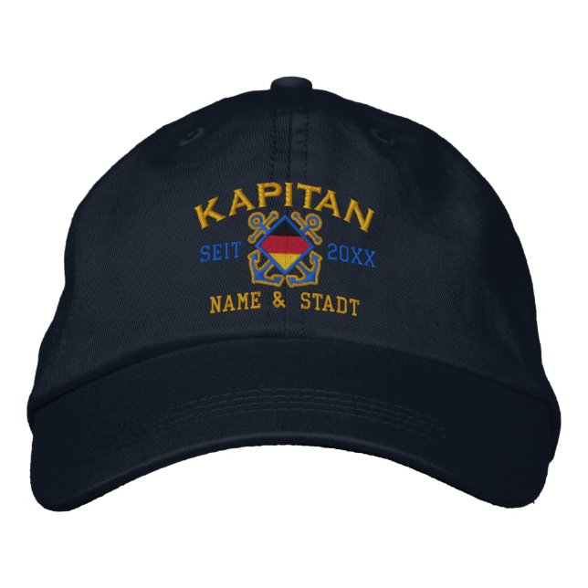 Personalized German Sea Captain Nautical Bestickte Kappe (Vorderseite)