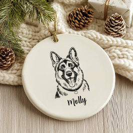Personalized German Shepherd Dog Christmas Keramik Ornament