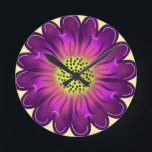 Personalized gift Round Pillow Runde Wanduhr<br><div class="desc">Purple flower. Customized gift.personalize.</div>