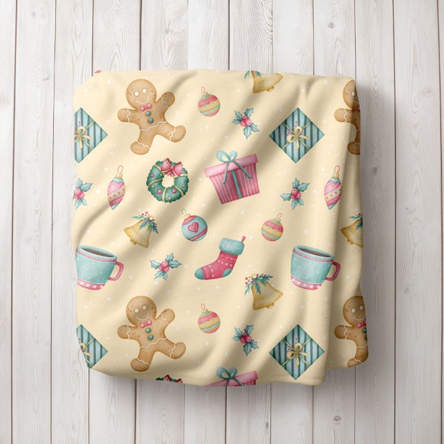 Personalized Gingerbread Christmas Fleece Blanket (Von Creator hochgeladen)