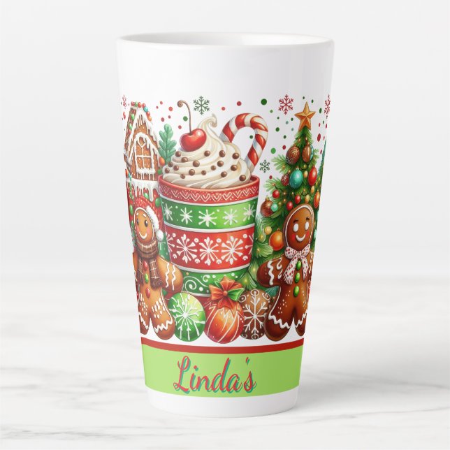 Personalized Gingerbread Christmas  Milchtasse (Vorderseite)