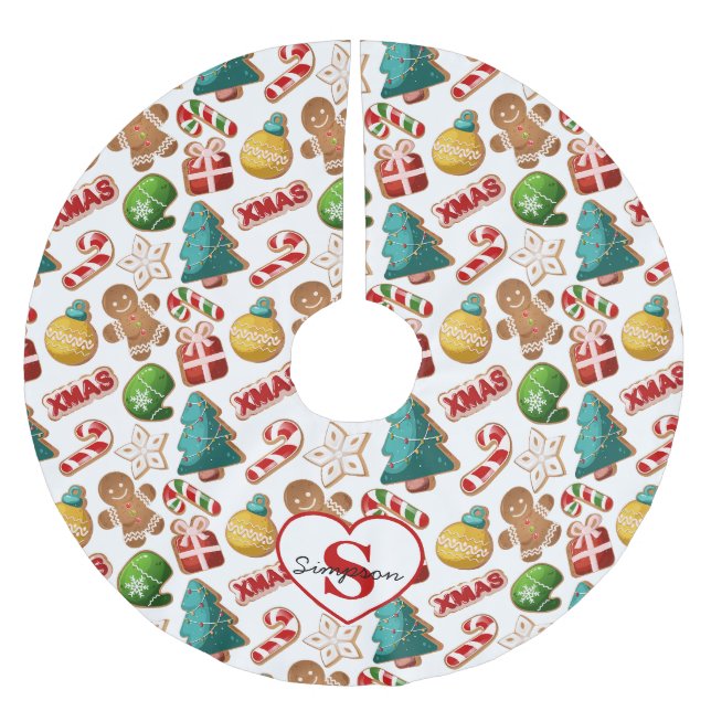 Personalized Gingerbread Man Christmas Treats Polyester Weihnachtsbaumdecke (Vorderseite)