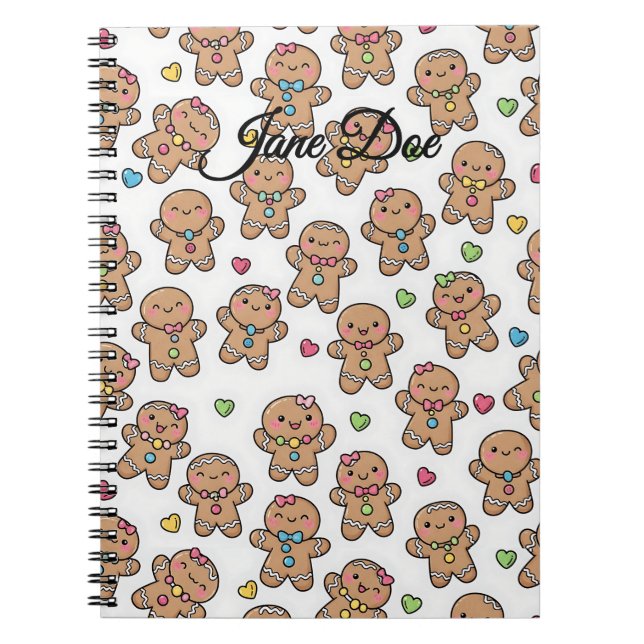Personalized Gingerbread Men Christmas Notebook Notizblock (Vorderseite)