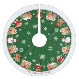 Personalized Gingerbread Village Brushed Polyester Polyester Weihnachtsbaumdecke