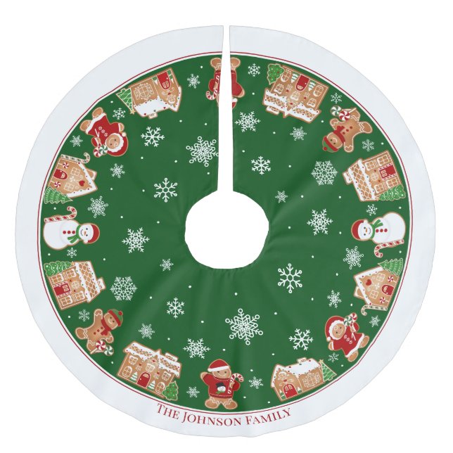 Personalized Gingerbread Village Brushed Polyester Polyester Weihnachtsbaumdecke (Vorderseite)