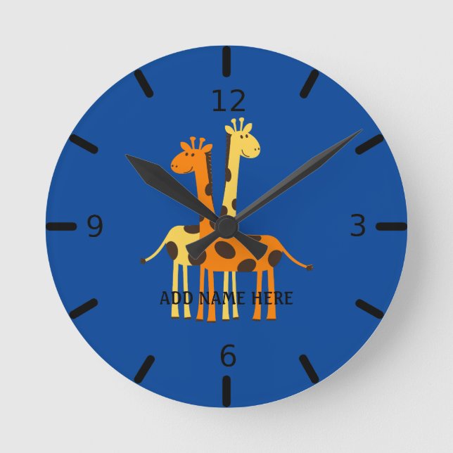 Personalized Giraffe Large Clock Runde Wanduhr (Vorderseite)