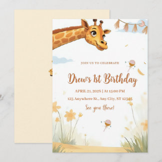 Personalized Giraffe Safari Birthday Invitation Einladung