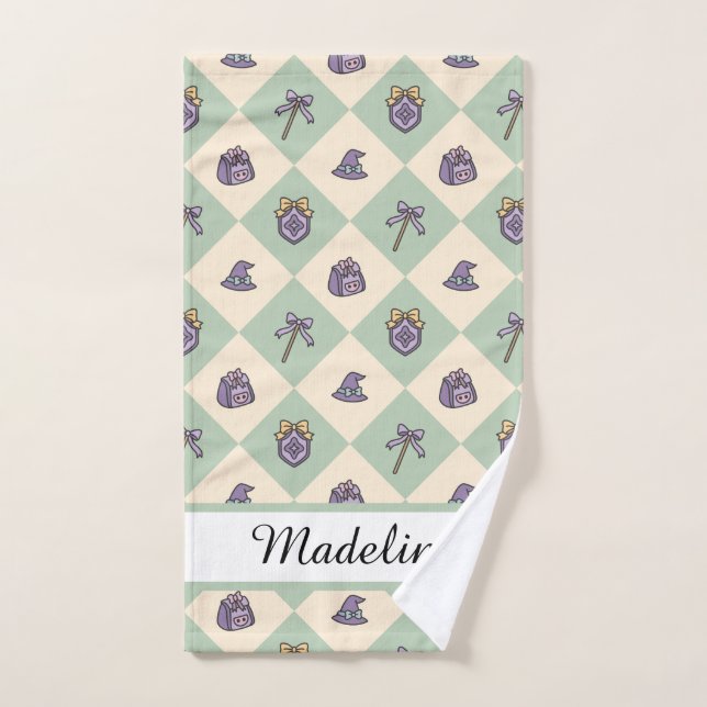 Personalized Girl Academy Checkered Mint Green  (Serviette à main)