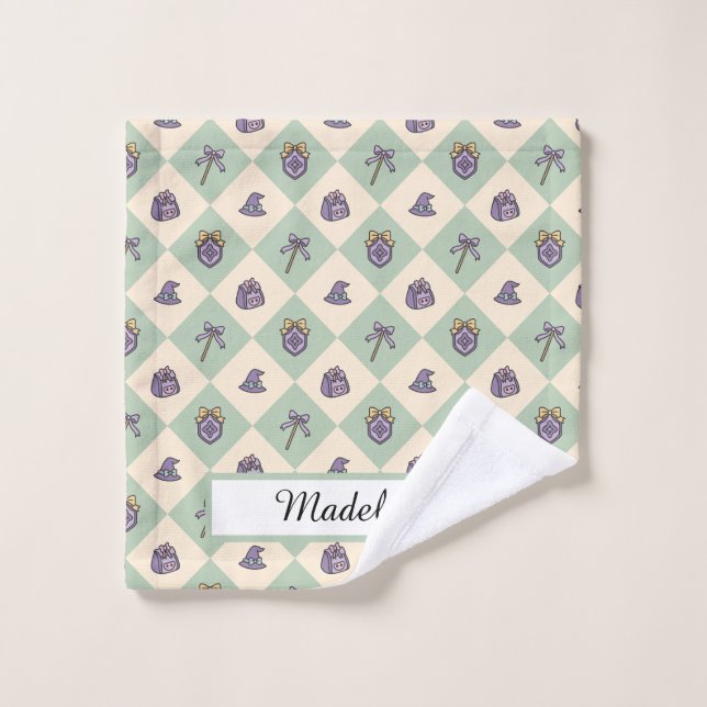 Personalized Girl Academy Checkered Mint Green  (Gant de toilette)