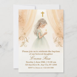 Personalized Girl Christening Einladung