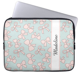 Personalized Girl Cute Bow Name Blue Pink Laptopschutzhülle