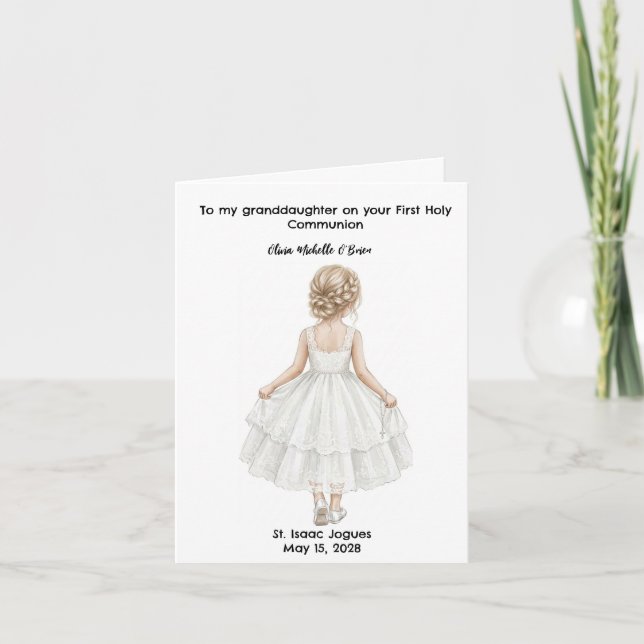 Personalized Girls First Holy Communion  Card Karte (Vorderseite)