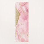 Personalized Girly Pink Agate w/Gold Glitter Yogamatte<br><div class="desc">Glam and girly design featuring pink falagate with sparkles and dark gold glitter edges on light gold glitter background with optional editable text field for your name or monogram.</div>
