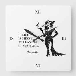 Personalized Glam Style Quote Design Wall Clock Quadratische Wanduhr