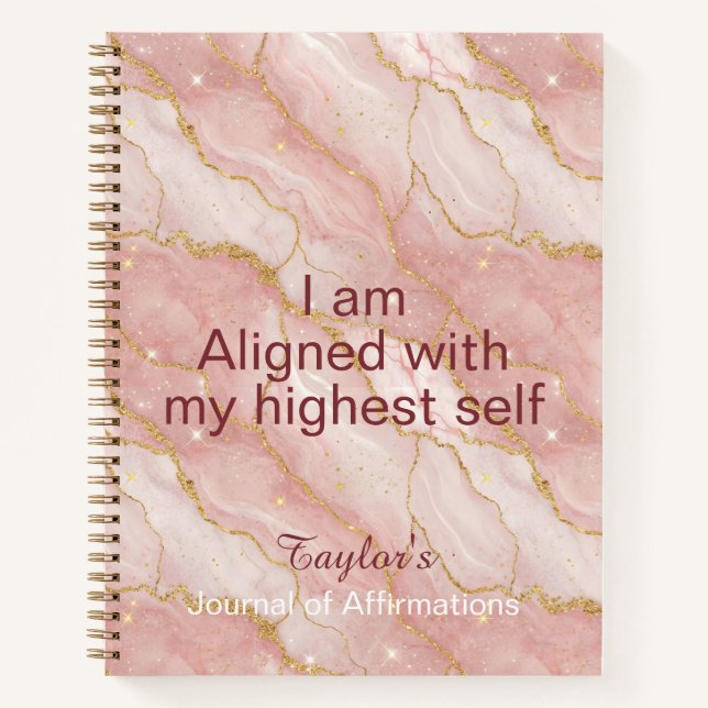 Personalized Glitter Positive Quotes Journal (Devant)
