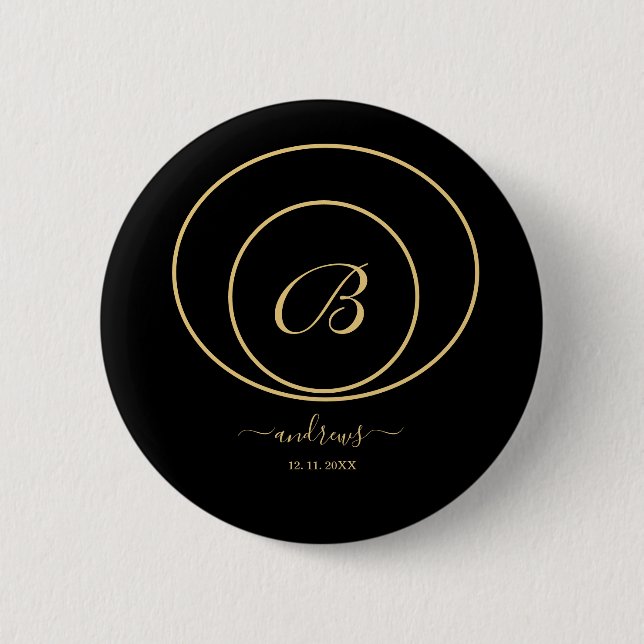 Personalized gold black Button (Vorderseite)