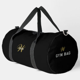 Personalized Gold Black Monogram Initial Travel Duffle Bag