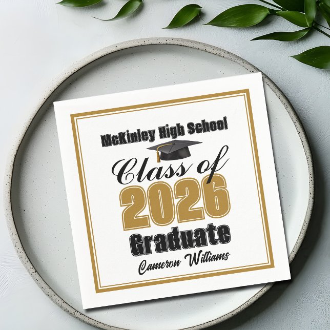 Personalized Gold Class of 2026 Graduation Party Serviette (Von Creator hochgeladen)
