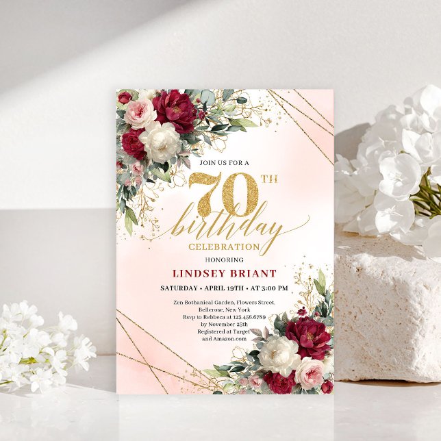 Personalized gold floral 70th birthday invite men einladung (Personalized gold floral 70th birthday invite men

)