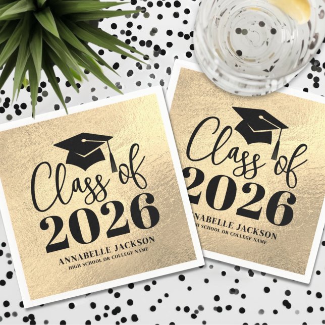 Personalized Gold Graduation Serviette (Personalized Gold Graduation Napkins)