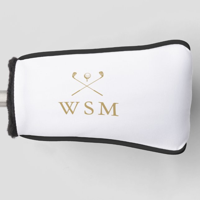 Personalized Gold Monogram Golf Clubs Headcover (Vorderseite)