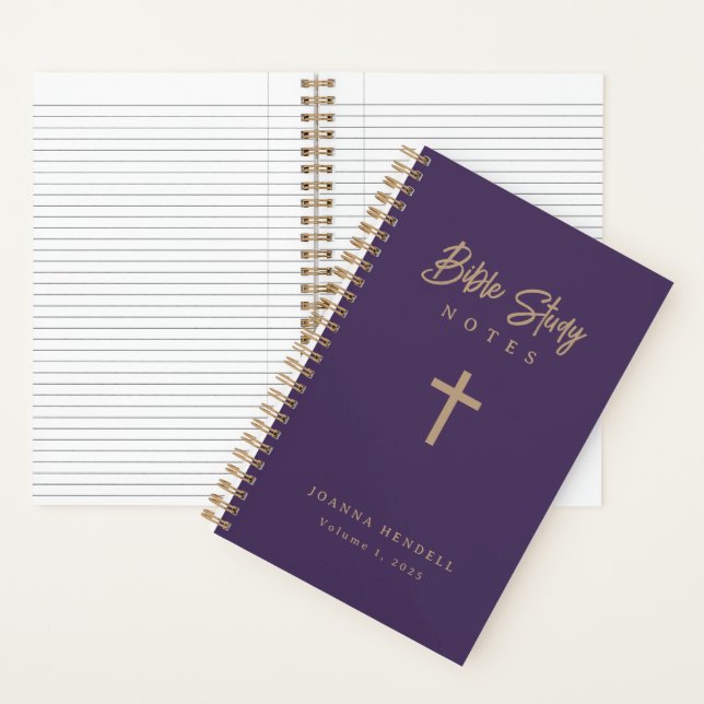 Personalized Gold Script Purple Bible Study Notizbuch (Innen)