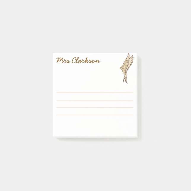 Personalized Gold Swallow for Homeschool parents Post-it Klebezettel (Vorderseite)